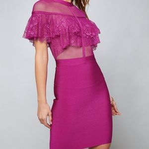 BEBE FUCHSIA LACE BODICE DRESS